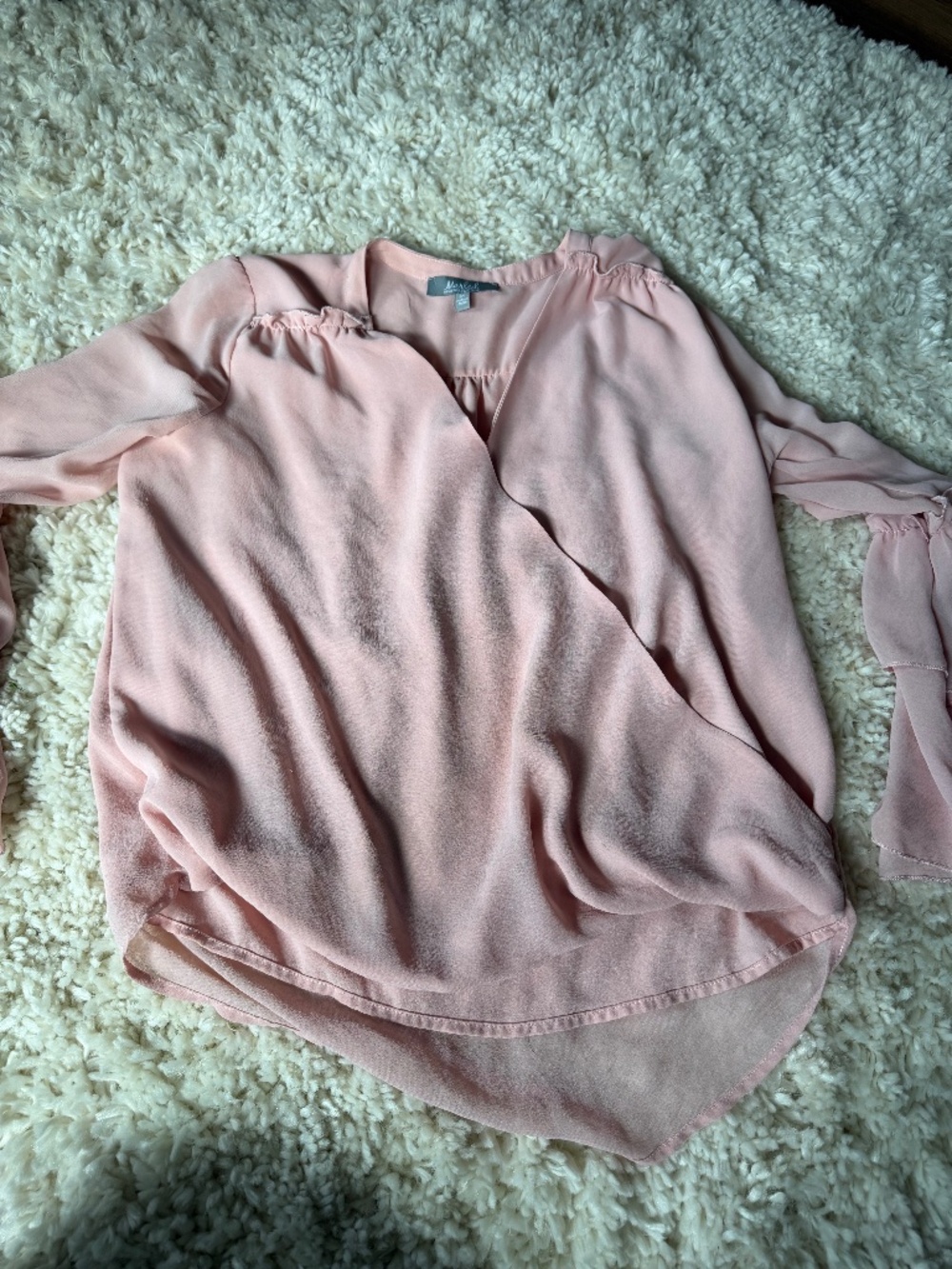 Elegant Lane Bryant Blush Pink Surplice spring Wrap Blouse pink blouse with a su